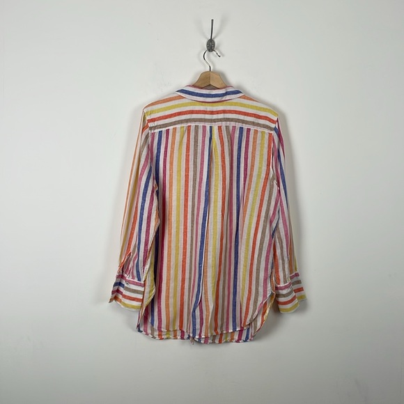 Talbots Linen Boyfriend Shirt Button Down Womens XL Multicolor Classic Blouse - Picture 5 of 9